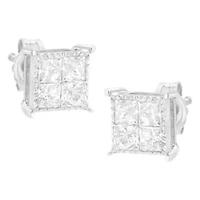 Sterling Silver 3/4 Ct Composite Diamond Stud Earrings