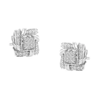 Silver 1/2 Ct RoundDiamond Stud Earrings