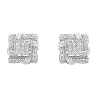 Silver 1/2 Ct RoundDiamond Stud Earrings