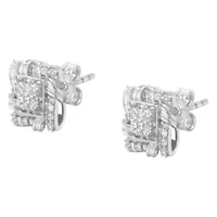 Silver 1/2 Ct RoundDiamond Stud Earrings