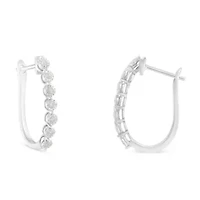 Silver 1/2 Ct Miracle- Diamond 7 Stone Hoop Earrings  