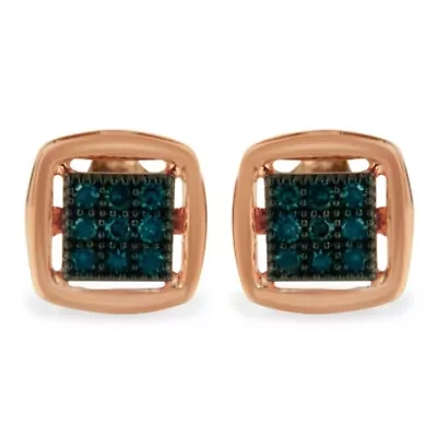 Rose Plated Sterling Silver Rose Diamond Stud Earring