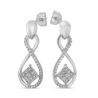 Silver RoundDiamond Accent Tilted Square and Infinity Drop Earrings