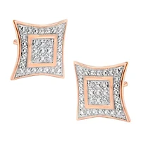 14K Rose Gold Plated Silver Diamond Accent Halo-Style Stud Earrings