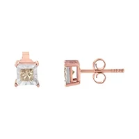 14K Rose Gold Plated 1/2 Ct Princess Diamond Solitaire Stud Earrings