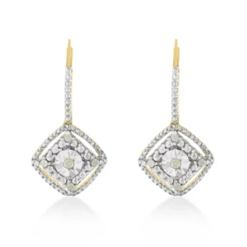 Sterling Silver Rose Diamond Dangle Earring (0.25 Ct , I-J Color, I2-I3 Clarity)