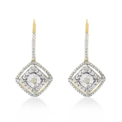Sterling Silver Rose Diamond Dangle Earring (0.25 Ct , I-J Color, I2-I3 Clarity)