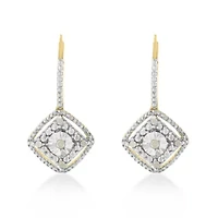 Sterling Silver Rose Diamond Dangle Earring (0.25 Ct , I-J Color, I2-I3 Clarity)