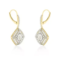 Sterling Silver Rose Diamond Dangle Earring (0.25 Ct , I-J Color, I2-I3 Clarity)