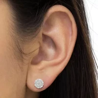 Silver RoseDiamond Floral Cluster Stud Earring