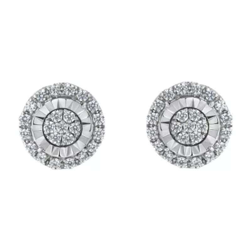 Sterling Silver Diamond Cluster Earrings