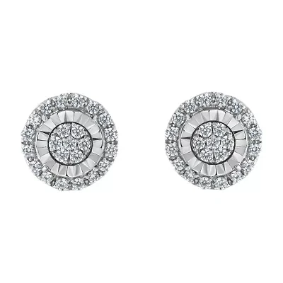 Sterling Silver Diamond Cluster Earrings