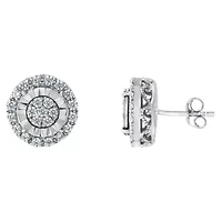 Sterling Silver Diamond Cluster Earrings