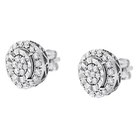 Sterling Silver Diamond Cluster Earrings