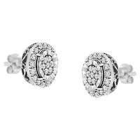 Sterling Silver Diamond Cluster Earrings