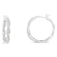 Sterling Silver 1/4 Ct Pave Diamond Twisted Spiral Hoop Earring