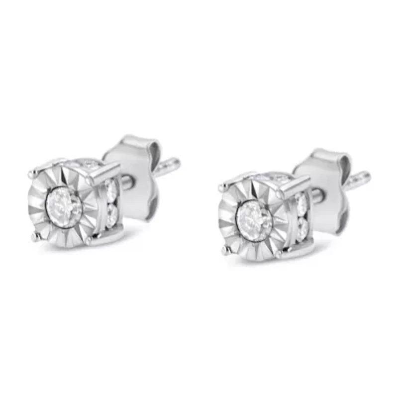 Sterling Silver 1/2 Ct Miracle Diamond Stud Earring