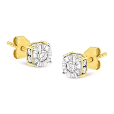 10K Yellow Gold Plated Sterling Silver 1/2 Ct Miracle Diamond Stud Earring