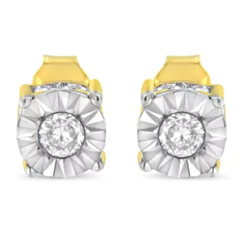 10K Yellow Gold Plated Sterling Silver 1/2 Ct Miracle Diamond Stud Earring