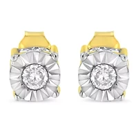 10K Yellow Gold Plated Sterling Silver 1/2 Ct Miracle Diamond Stud Earring