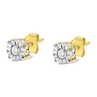 10K Yellow Gold Plated Sterling Silver 1/2 Ct Miracle Diamond Stud Earring