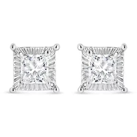 Silver 1/2 Ct Princess Stud Earring