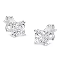Silver 1/2 Ct Princess Stud Earring