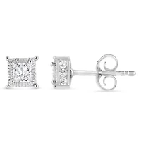 Silver 1/2 Ct Princess Stud Earring