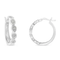 Silver 1/10 Ct Miracle- Diamond Infinity Swirl Hoop Earrings