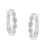 Silver 1/10 Ct Miracle- Diamond Infinity Swirl Hoop Earrings