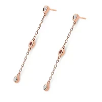10K Rose Gold Plated Silver 1/15 Ct Diamond Dangle Earring