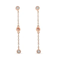 10K Rose Gold Plated Silver 1/15 Ct Diamond Dangle Earring