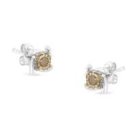 Two-Toned Sterling-Silver Diamond Stud Earring