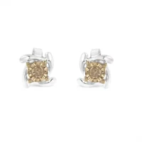 Two-Toned Sterling-Silver Diamond Stud Earring