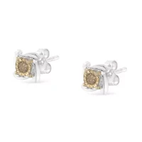 Two-Toned Sterling-Silver Diamond Stud Earring