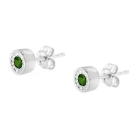 Silver 1/ Ct Green Diamond Miracle- Stud Earrings
