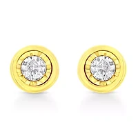 10K Yellow Gold Plated Silver 1/10 Ct Miracle- Diamond Circle Shape Stud Earrings