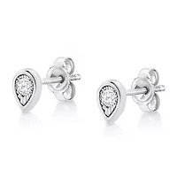 Silver 1/10 Ct Miracle- Diamond Pear Shape Stud Earrings
