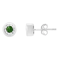 Silver 0.15 Ct Green Diamond Miracle- Stud Earrings