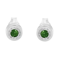 Silver 0.15 Ct Green Diamond Miracle- Stud Earrings