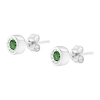 Silver 0.15 Ct Green Diamond Miracle- Stud Earrings