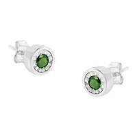 Silver 1/4 Ct Green Diamond Miracle- Stud Earrings
