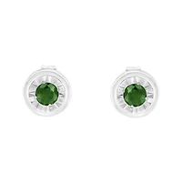 Silver 1/4 Ct Green Diamond Miracle- Stud Earrings