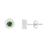 Silver 1/4 Ct Green Diamond Miracle- Stud Earrings