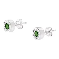 Silver 1/4 Ct Green Diamond Miracle- Stud Earrings