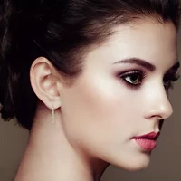 10K Yellow Gold Plated Sterling Silver Diamond Hoop Earrings