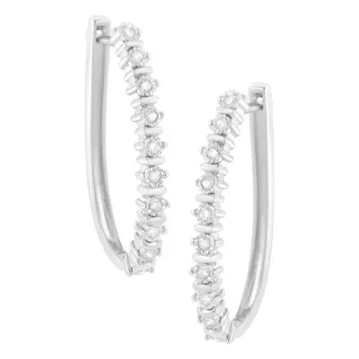 Silver 1/4 Ct Miracle- RoundDiamond Hoop Earring