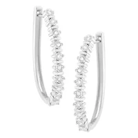 Silver 1/4 Ct Miracle- RoundDiamond Hoop Earring
