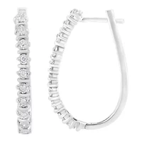 Silver 1/4 Ct Miracle- RoundDiamond Hoop Earring