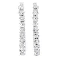 Silver 1/4 Ct Miracle- RoundDiamond Hoop Earring